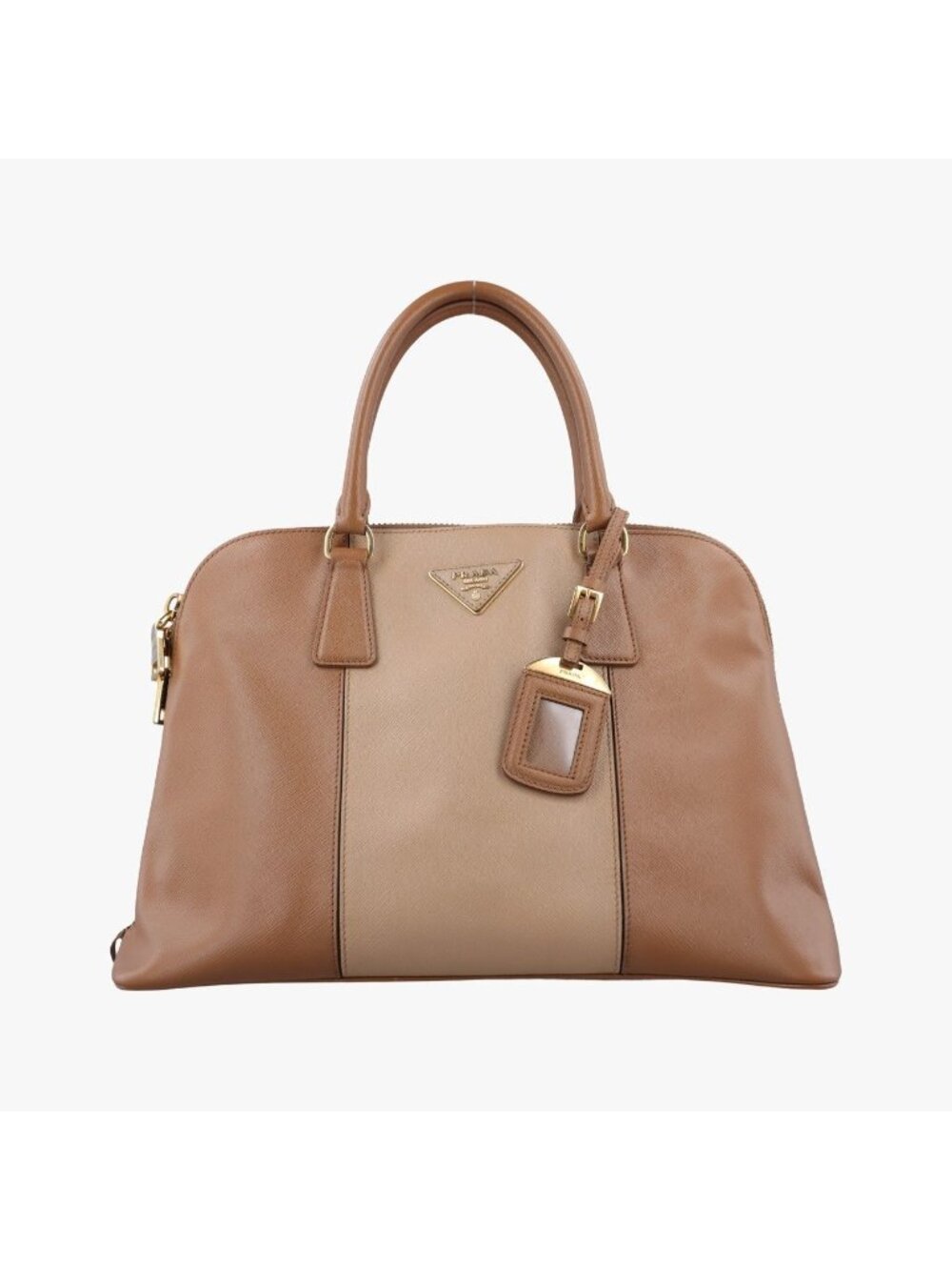 Prada Promenade Brown Beige Saffiano Leather 180 10